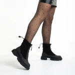 Дамски чизми  черни  от еко кожа и текстилен материал Ramata