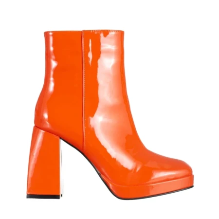 Дамски боти  оранжеви  от лачена еко кожа Rosalita