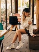 Дамски боти  бежови от екологична кожа Tarsia