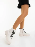 Дамски боти  бежови от екологична кожа Tarsia