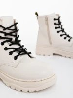 Дамски боти  бежови от екологична кожа Tarsia