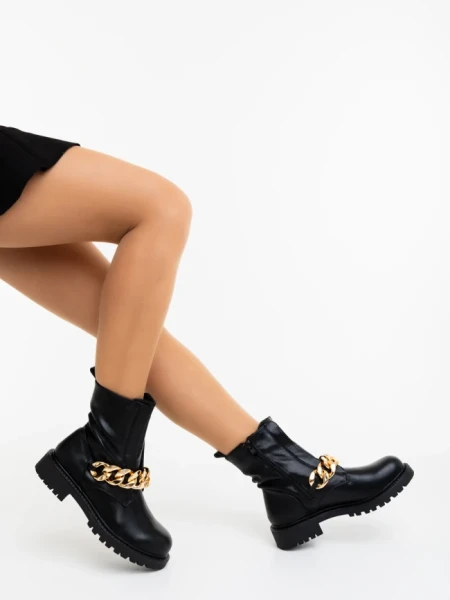 Дамски боти черни от екологична кожа Yelena