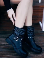 Дамски боти черни от екологична кожа и синтетичен материал Salome