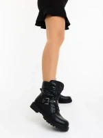 Дамски боти черни от екологична кожа и синтетичен материал Salome