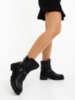 Дамски боти черни от екологична кожа и синтетичен материал Salome