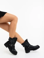 Дамски боти черни от екологична кожа и синтетичен материал Salome