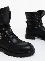 Дамски боти черни от екологична кожа и синтетичен материал Salome