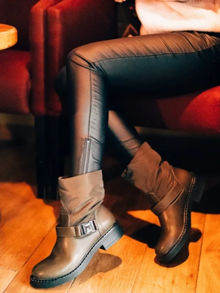 Дамски боти зелени от екологична кожа и синтетичен материал Arcadia