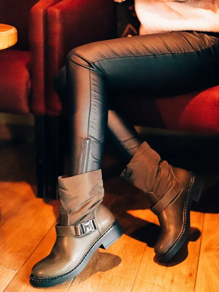 Дамски боти зелени от екологична кожа и синтетичен материал Arcadia