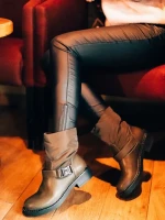 Дамски боти зелени от екологична кожа и синтетичен материал Arcadia