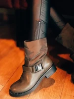 Дамски боти зелени от екологична кожа и синтетичен материал Arcadia