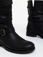 Дамски боти черни от екологична кожа Abina
