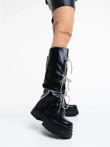 Дамски чизми черни от еко кожа Shirin