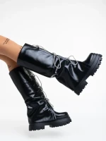 Дамски чизми черни от еко кожа Shirin