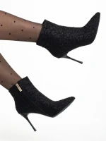 Дамски боти  черни  от текстилен материал  Pearlee