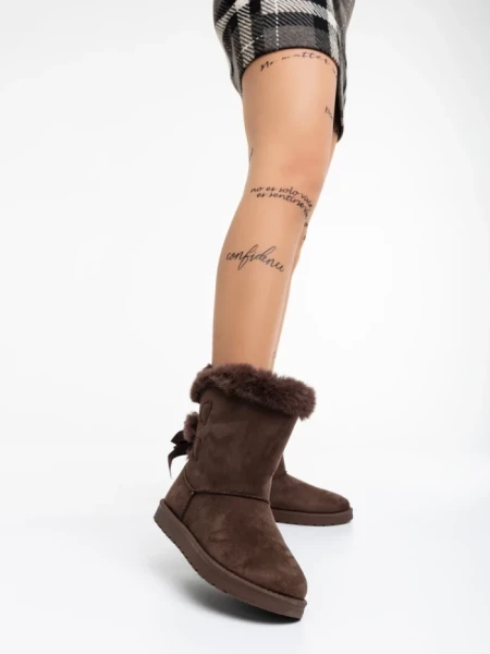 Дамски чизми кафяви от текстилен материал Taryn