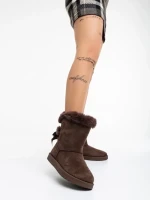 Дамски чизми кафяви от текстилен материал Taryn