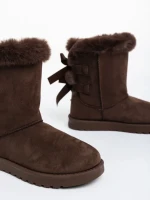 Дамски чизми кафяви от текстилен материал Taryn