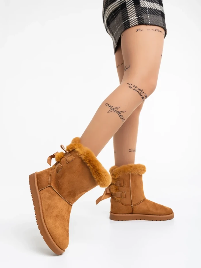 Дамски чизми камел от текстилен материал Taryn