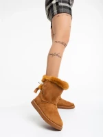 Дамски чизми камел от текстилен материал Taryn