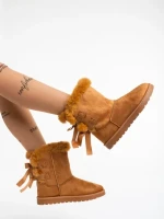 Дамски чизми камел от текстилен материал Taryn