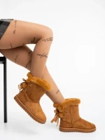 Дамски чизми камел от текстилен материал Taryn