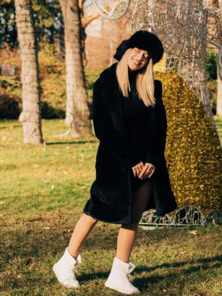 Дамски чизми бежови от еко кожа и текстилен материал Bahar