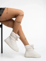 Дамски чизми бежови от еко кожа и текстилен материал Bahar