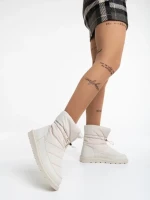 Дамски чизми бежови от еко кожа и текстилен материал Bahar