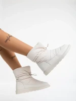 Дамски чизми бежови от еко кожа и текстилен материал Bahar