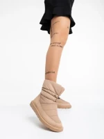 Дамски чизми каки от еко кожа и текстилен материал Bahar