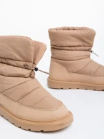 Дамски чизми каки от еко кожа и текстилен материал Bahar