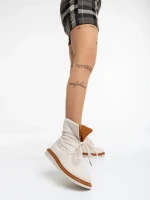 Дамски чизми бежови светло от текстилен материал Zurine