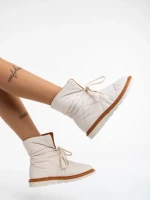 Дамски чизми бежови светло от текстилен материал Zurine