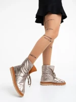 Дамски чизми шампанско от текстилен материал Zurine