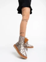 Дамски чизми шампанско от текстилен материал Zurine
