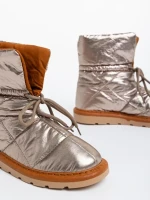 Дамски чизми шампанско от текстилен материал Zurine