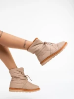 Дамски чизми бежови тъмно от текстилен материал Zurine