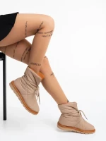 Дамски чизми бежови тъмно от текстилен материал Zurine