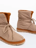 Дамски чизми бежови тъмно от текстилен материал Zurine