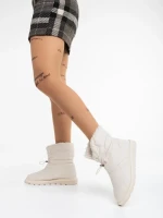 Дамски чизми бежови светло от текстилен материал Louella