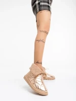 Дамски чизми шампанско от текстилен материал Louella