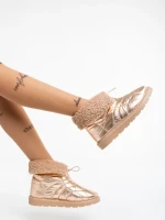 Дамски чизми шампанско от текстилен материал Louella