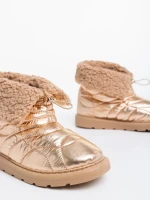 Дамски чизми шампанско от текстилен материал Louella