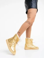 Дамски чизми златисти от текстилен материал Louella