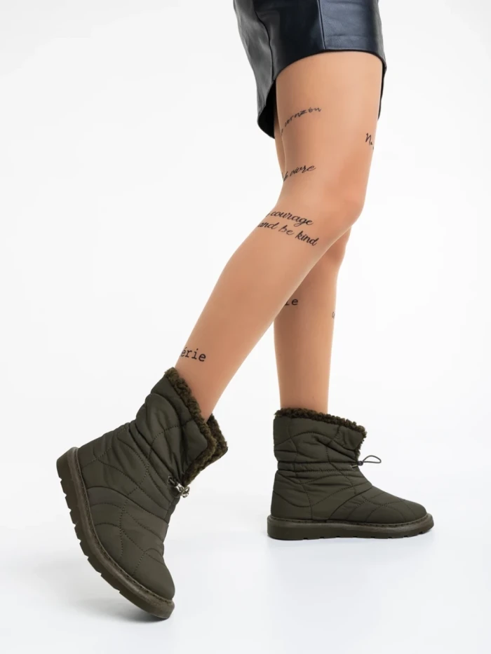 Дамски чизми зелени от текстилен материал Louella