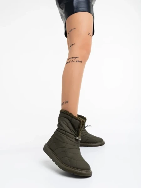 Дамски чизми зелени от текстилен материал Louella