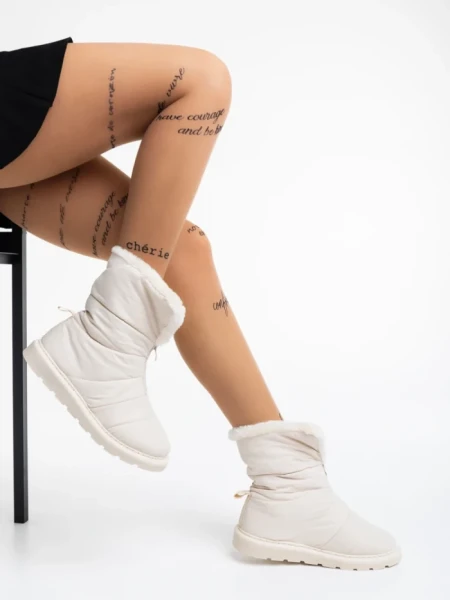 Дамски чизми бежови от текстилен материал Tayte