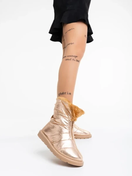 Дамски чизми шампанско от текстилен материал Tayte