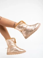 Дамски чизми шампанско от текстилен материал Tayte